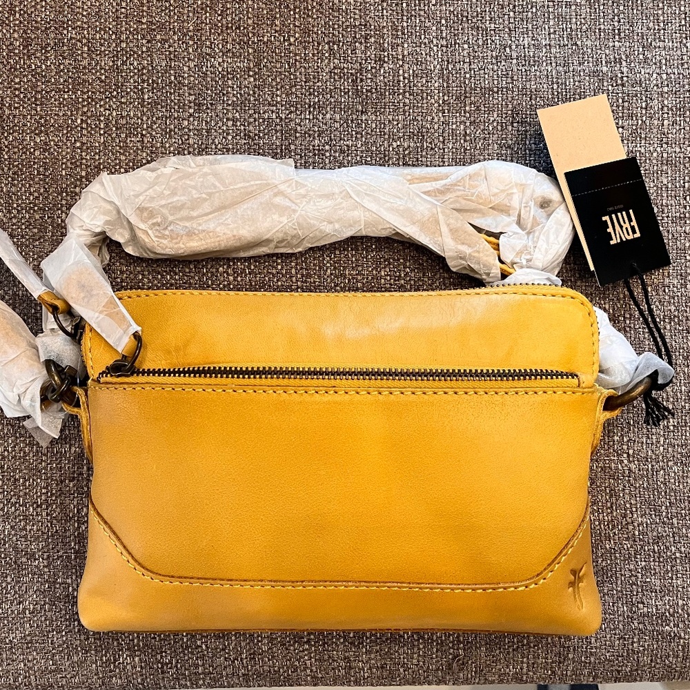 Frye Melissa crossbody wristlet mustard yellow